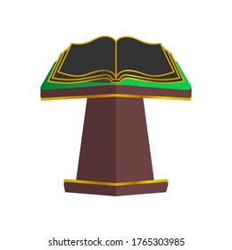 opened black book on podium with flat style illustration