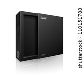 Opened Black Modern Software Package Box For DVD, CD Disk Or Other Your Product EPS10