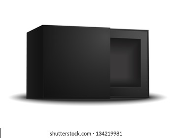 Opened Black Modern Software Package Box  For DVD, CD Disk Or Other Your Product EPS10