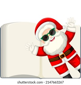 Opened blank book with Santa Claus illustration