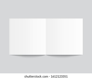 Opened blank magazine or book mockup. Realistic magazine, book or catalog mockup. Mockup vector isolated. Template design. Realistic vector illustration.