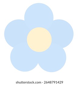 Abertas pétalas de flor azul. Ilustração do vetor de cores. Inflorescência florescente com centro amarelo. Flor aberta. Fundo branco isolado. Estilo plano. Ideia para web design.
