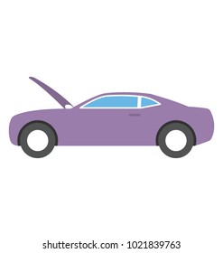 
An Opened Bonnet Or Hood Of The Car, Flat Vector Icon 
