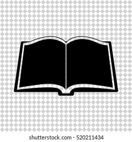 Opened book - black  vector icon