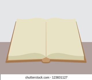 Opened book with blank pages isolated over two tone background, vector 10 EPS