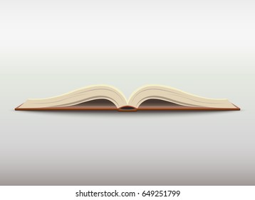 Opened book with blank pages. School education illustration. Vector