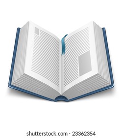 opened book with blue cover and mark - vector illustration