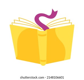Libro abierto con marcador. Icono de educación. Ilustración del vector