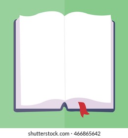 opened book with a bookmark illustration isolated in a green background