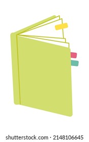 Libro abierto con marcadores. Icono de educación. Ilustración del vector