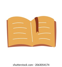 Opened book, cartoon doodle style, isolated on white, vector graphic illustration. Design for stickers, logo, web and mobile app.