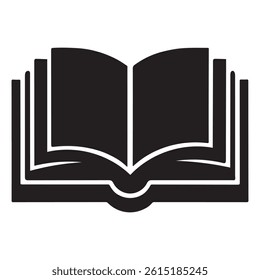 Opened Book With Clipart Silhouette And Beautiful Open Logo Style Object For Education or literature is Shown isolated