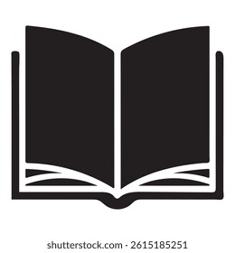 Opened Book With Clipart Silhouette And Beautiful Open Logo Style Object For Education or literature is Shown isolated