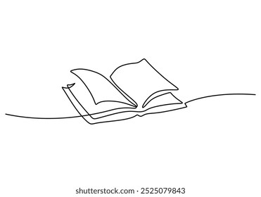 opened book continuous one line drawing. Education concept. Vector illustration minimalist background.