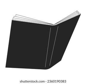 Opened book flat monochrome isolated vector object. Reading. Education. Editable black and white line art drawing. Simple outline spot illustration for web graphic design