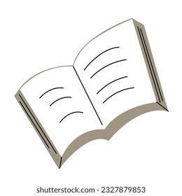 Opened book flat vector illustration isolated on white background