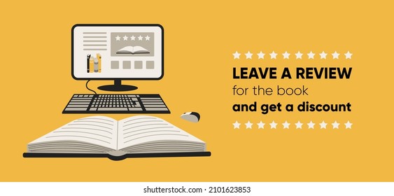 Opened book in front of computer - banner for online bookstore