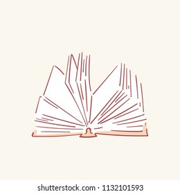 Opened book hand drawn style vector doodle design illustrations