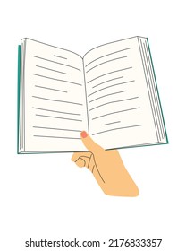 Opened book in hand. Education concept