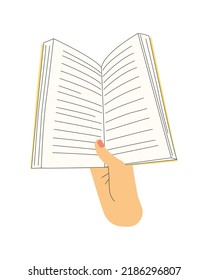 Opened book in hand. Education concept