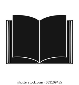 Opened book icon in black style isolated on white background. Books symbol stock vector illustration.