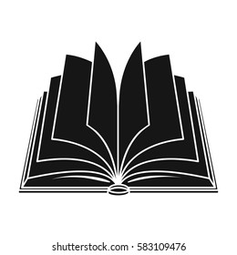 Opened book icon in black style isolated on white background. Books symbol stock vector illustration.