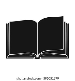 Opened book icon in black style isolated on white background. Books symbol stock vector illustration.