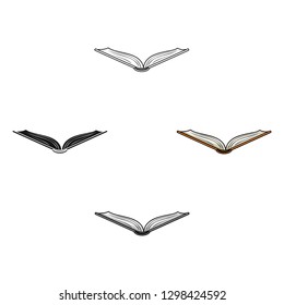 Opened book icon in cartoon style isolated on white background. Books symbol stock vector illustration.