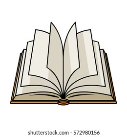 Opened book icon in cartoon style isolated on white background. Books symbol stock vector illustration.