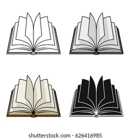 Opened book icon in cartoon style isolated on white background. Books symbol stock vector illustration.