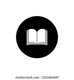 Opened Book Icon Circle Background Black Color Isolated. Book Icon.Library Icon.