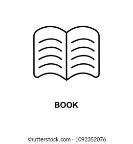 opened book icon. Element of simple web icon with name for mobile concept and web apps. Thin line opened book icon can be used for web and mobile on white background
