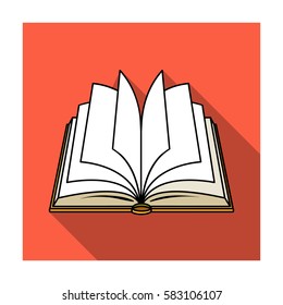 Opened book icon in flat style isolated on white background. Books symbol stock vector illustration.