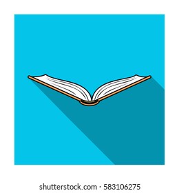 Opened book icon in flat style isolated on white background. Books symbol stock vector illustration.