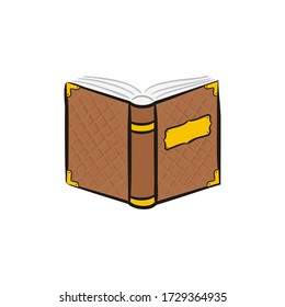 Opened Book Icon Isolated On White Background. A Hand-drawn Old Shabby Fairytale Book With Rivets. Ancient Tome. Vector Illustration.