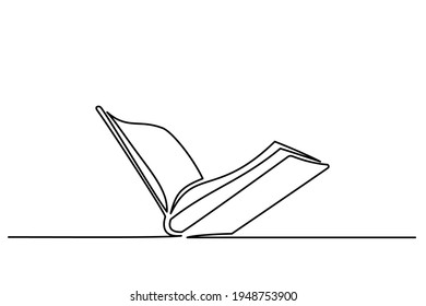 Opened book icon logo. Continuous one line drawing. Vector illustration