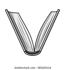 Opened book icon in monochrome style isolated on white background. Books symbol stock vector illustration.