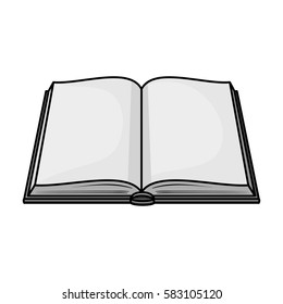 Opened book icon in monochrome style isolated on white background. Books symbol stock vector illustration.
