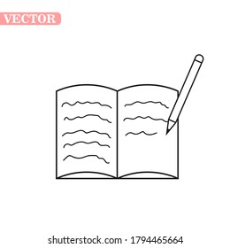 Opened book icon in outline style isolated on white background. Books symbol stock vector illustration. eps10