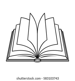 Opened book icon in outline style isolated on white background. Books symbol stock vector illustration.
