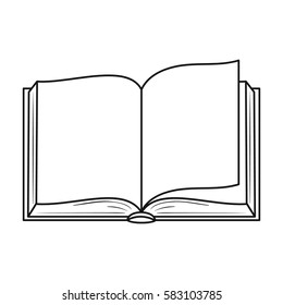 Opened book icon in outline style isolated on white background. Books symbol stock vector illustration.