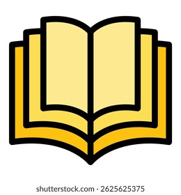Opened book icon outline vector. Library literature. Paper dictionary color flat