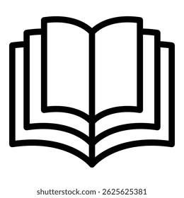 Opened book icon outline vector. Library literature. Paper dictionary