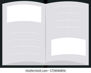 Libro abierto, ilustración, vector sobre fondo blanco