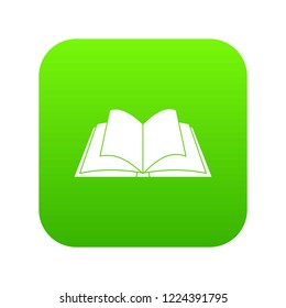 Opened book with pages fluttering icon digital green for any design isolated on white vector illustration
