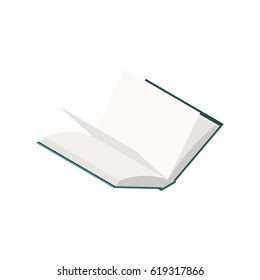 opened book with pages fluttering In Isometric Style Isolated On White Background. Created For Mobile, Web, Decor, Print Products, Application