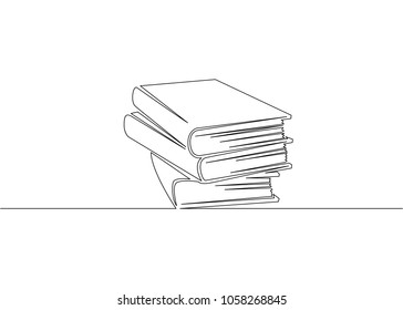 Opened book with pages isolated on white. Continuous line drawing. Vector illustration