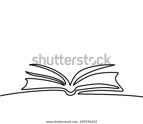 白い背景にページが付いた本を開いた 実線図面 ベクターイラスト のベクター画像素材 ロイヤリティフリー