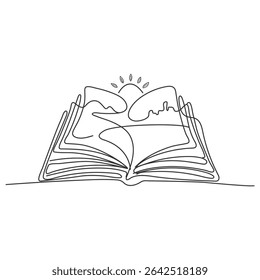 Opened book with paper pages in brush stroke texture. Hand drawn vector sketch illustration in vintage charcoal ink style. Reading, library concept, book store, back to school, study process. 