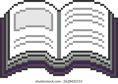 Opened book Pixel Art Icon Retro 8 Bit Style Illustration